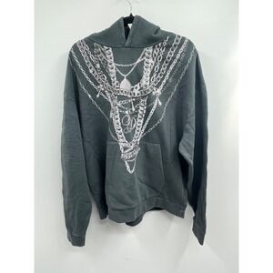 Supply & Demand Hoodie Mens Large Gray Chain Graphic Print Fleece Streetwear NWT